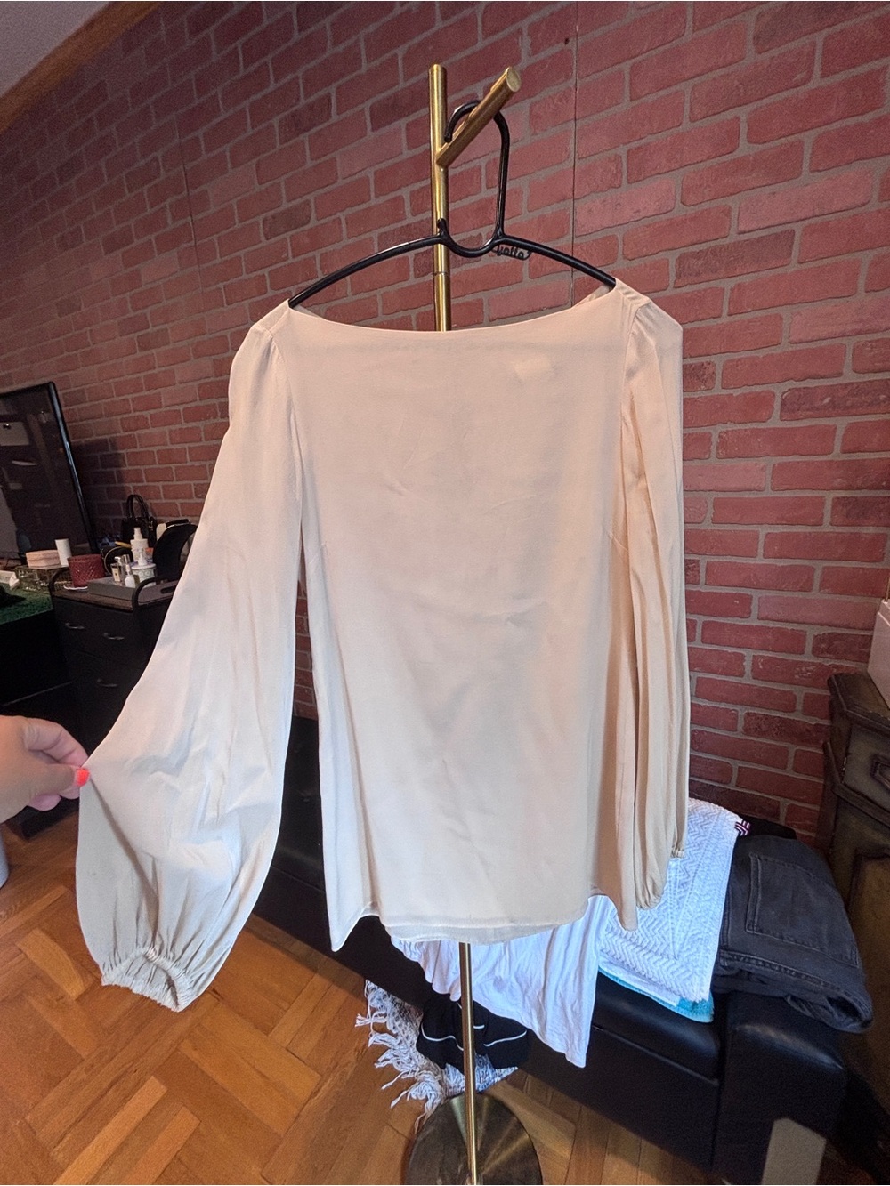Early 2000s Marciano Boatneck Silk Beige Mini Dress - M
